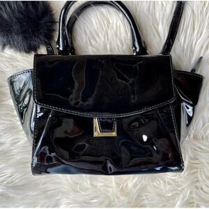 MSRP $230 Vince Camuto Lonni Genuine Patent Leather Black Crossbody  QUICK SHIP
